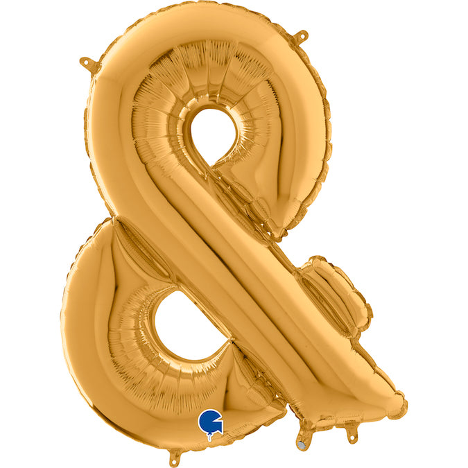 26" Symbol Ampersand Gold Foil Balloon