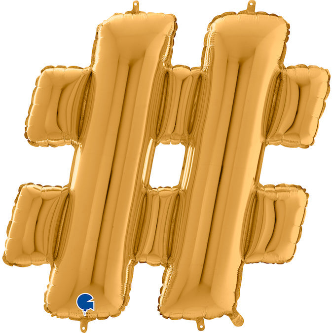 26" Symbol Hashtag Gold Foil Balloon