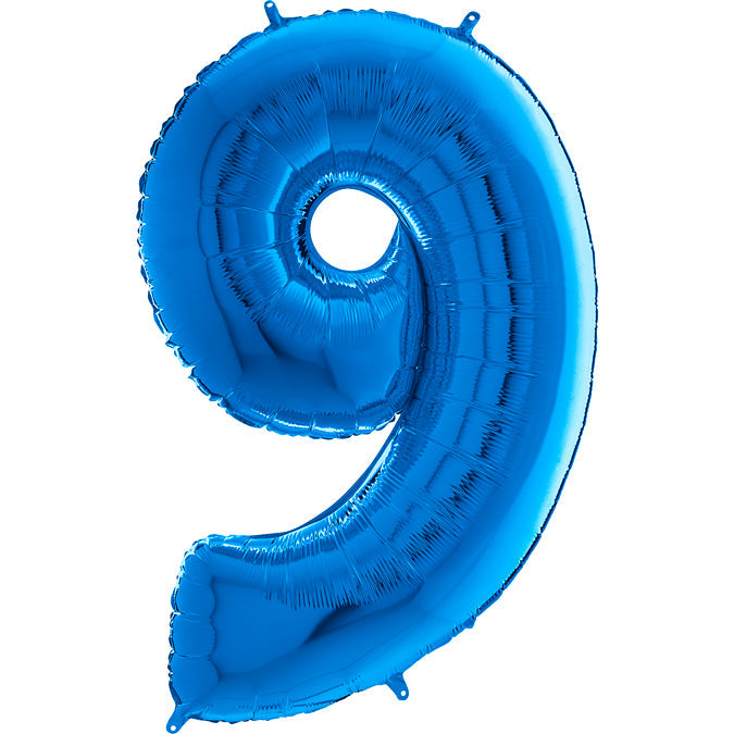 26" Midsize Foil Shape Balloon Number 9 Blue