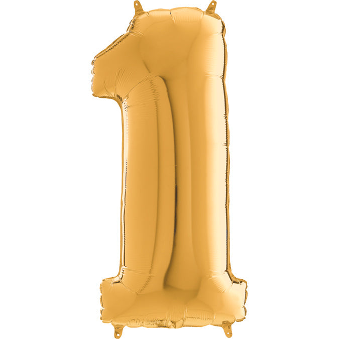 26" Midsize Foil Shape Balloon Number 1 Gold