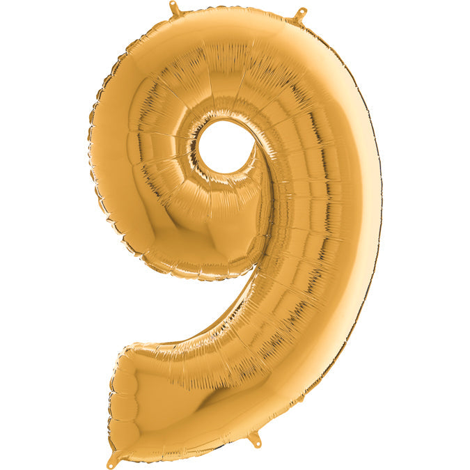 26" Midsize Foil Shape Balloon Number 9 Gold
