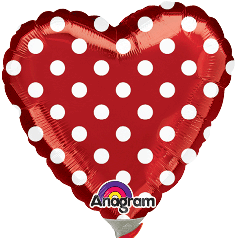 9" Airfill Only Red and Polka Dots Balloon