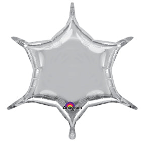 22" Silver 6-Point Star Foil Balloon