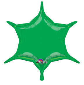 22" Green 6-Point Star Foil Balloon