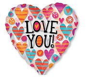 26" See Thru - Love You Bright Hearts Packaged Balloon