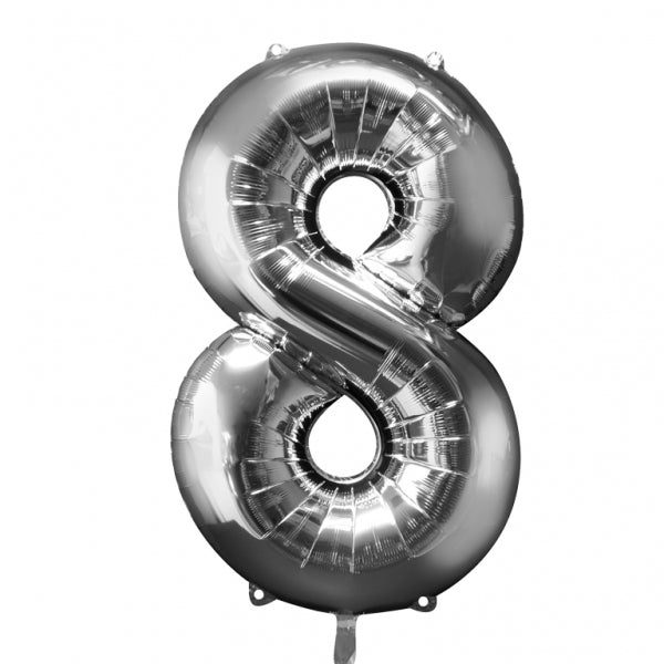 33" Anagram Brand SuperShape 8 Silver Balloon Packaged