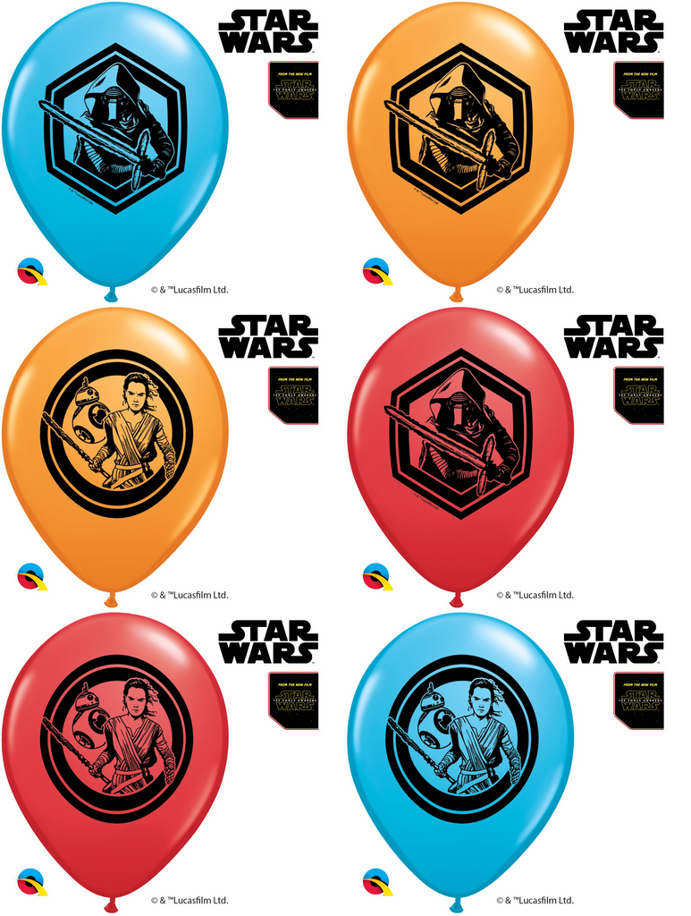 11" Special Assorted (25 Count) Star Wars: The Force Awakens Latex Balloons