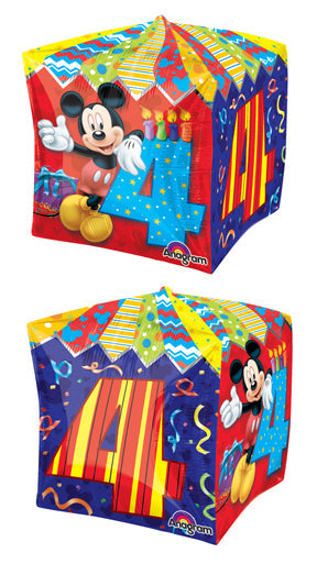 16" Mickey Age 4 UltraShape Cubez Foil Balloon