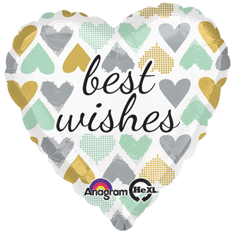 18" Metallic Hearts Best Wishes Mylar Balloon