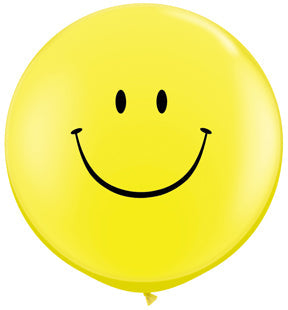 36" Smile Face Yellow With Black Ink (2 Count) Latex Balloons
