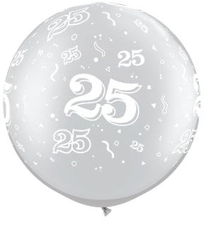 30" 25 All Around Silver Latex Balloons (2 Count)