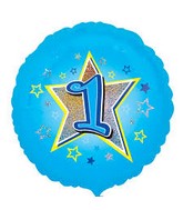 18" Standard Blue Stars #1 Foil Balloon