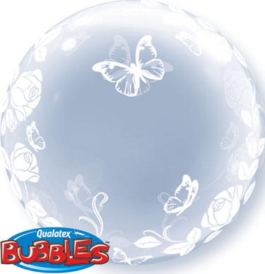 24" Deco Bubble – Elegant Roses & Butterflies Balloon