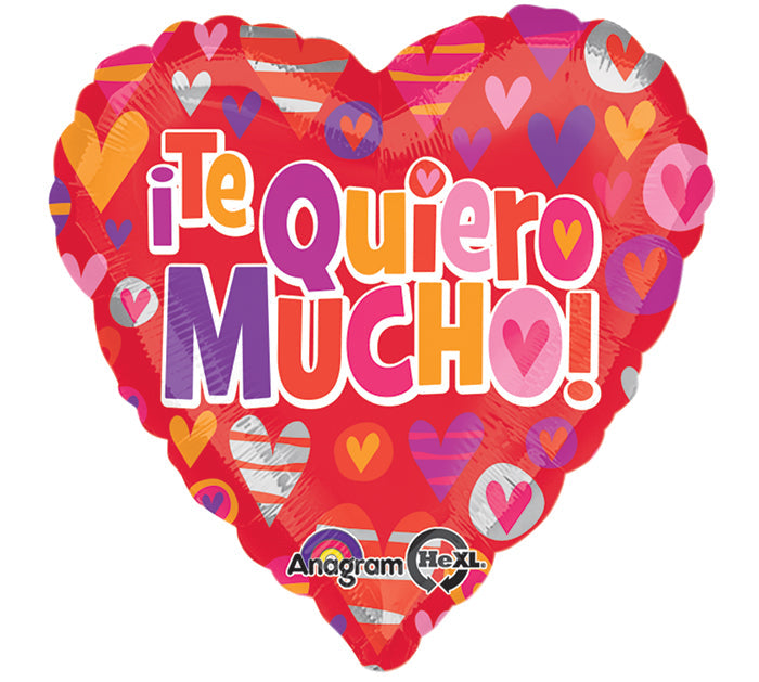 32" Jumbo Te Quiero Mucho Hearts Balloon (Spanish)