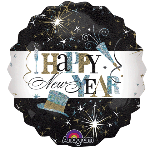 28" Jumbo Holographic New Years Elegant Celebration Balloon