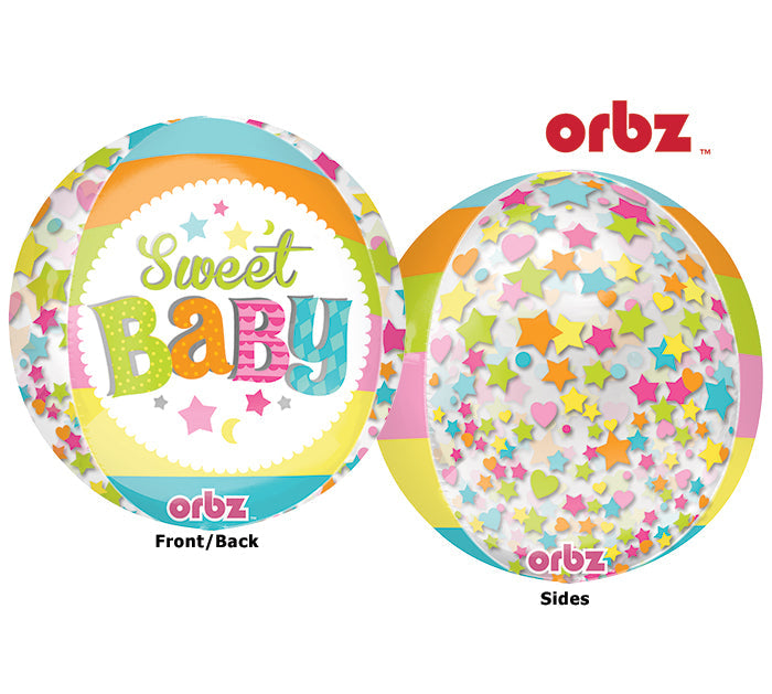16" Orbz Multi-Film Sweet Baby Moon Balloon Packaged