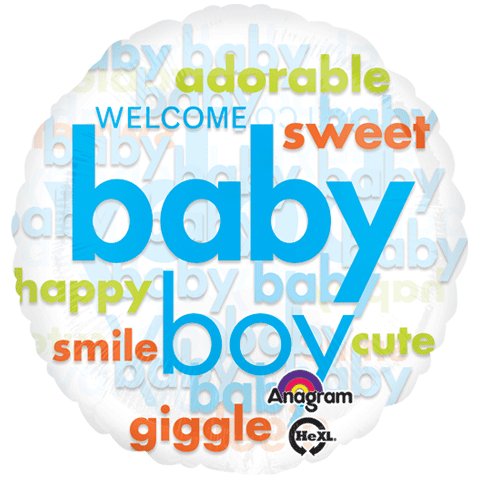 18" Baby Boy Word Cloud Balloon