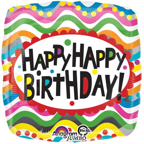 28" Jumbo Birthday Squiggles Balloon Packaged