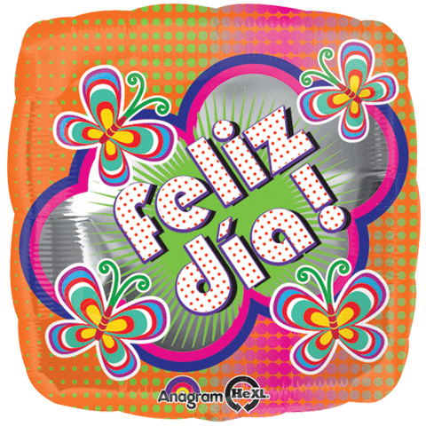 18" Feliz Dia Polka Dots and Butterflies Balloon (Spanish)