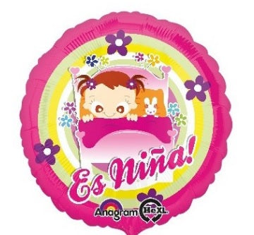 18" Es Nina Baby Girl in Bed Balloon Packaged (Spanish)