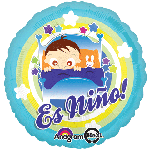 18" Es Nino Baby Boy In Bed Balloon (Spanish)