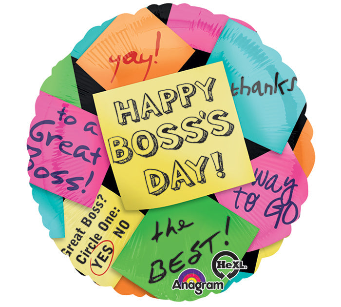 18" Boss's Day Sticky Notes Balloon Packaged