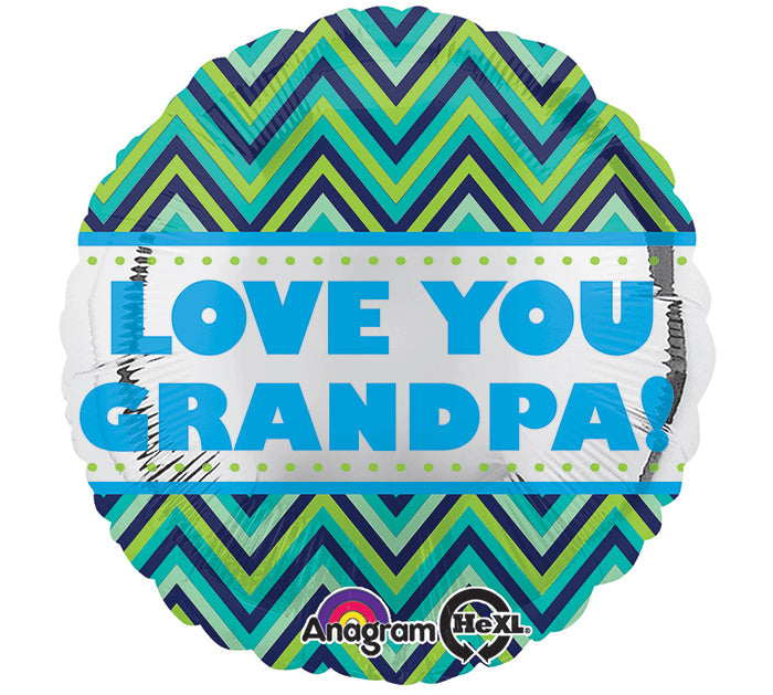 18" Love You Grandpa Chevron Balloon