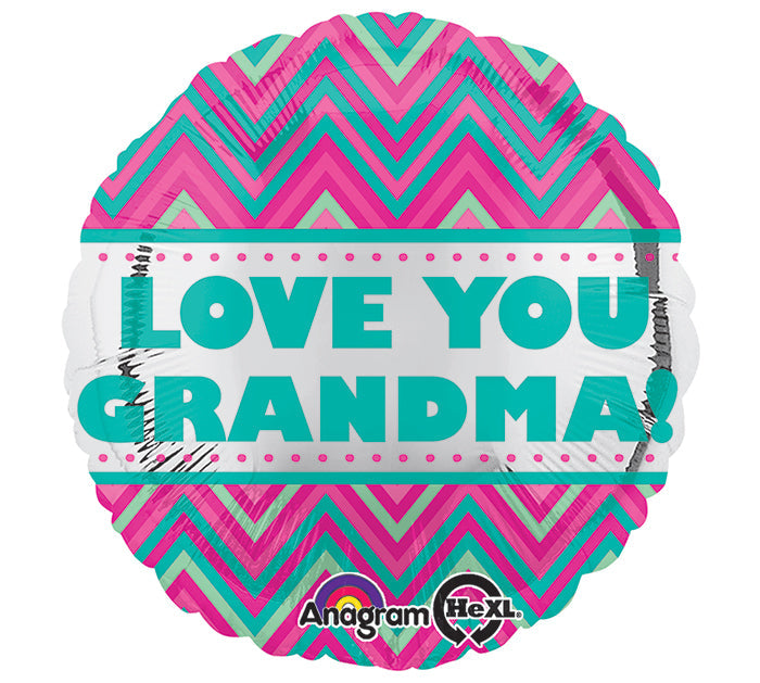 18" Love You Grandma Chevron Balloon