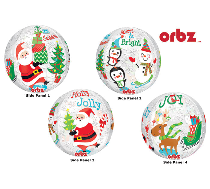 16" Orbz Clear Christmas Scene Balloon Packaged
