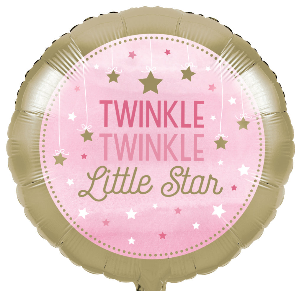 18" Twinkle Twinkle Little Star Pink Girl Balloon