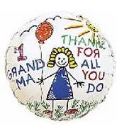 2" Airfill Only #1 Grandma Thanks/Kids Balloons