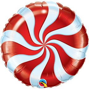 18" Round Candy Swirl Red Balloons