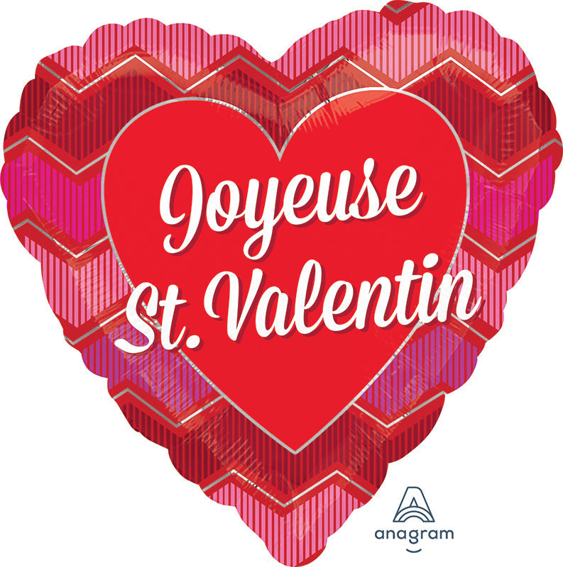 18" Joyeuse St. Valentin Chevron Balloon (Spanish)