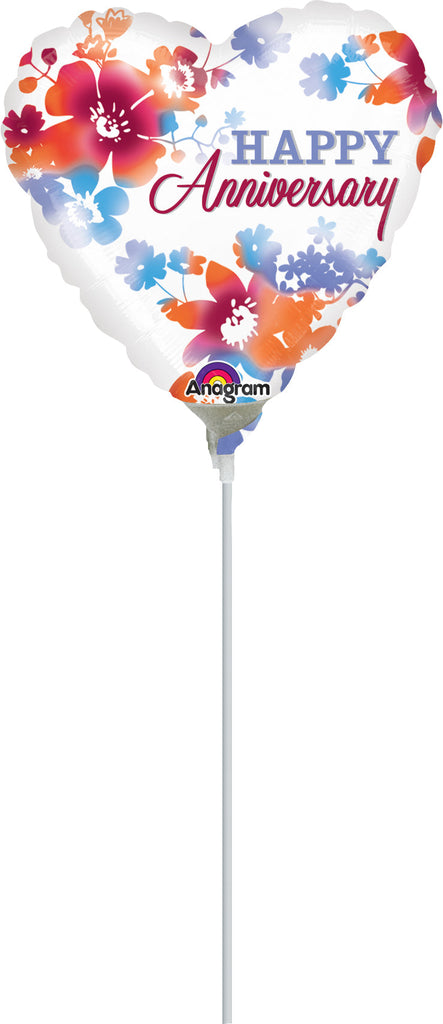 4" Airfill Only Happy Anniversary Watercolor Balloon