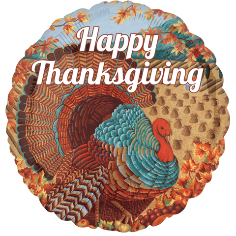 18" Happy Thanksgiving Turkey Balloon