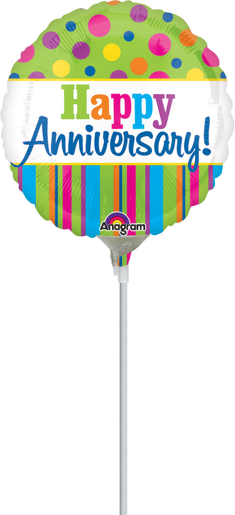 9" Airfill Only Bright Anniversary Balloon