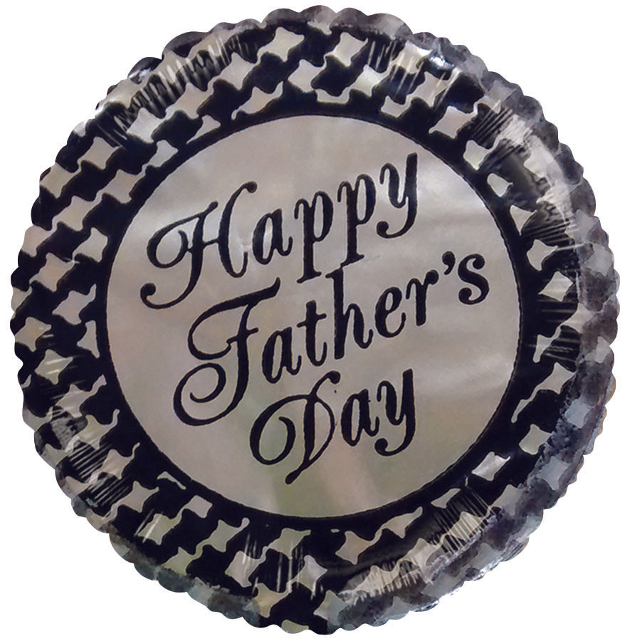 2" Airfill Only Happy Father's Day Gold Black Checkers Balloon