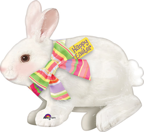 28" Jumbo Easter Bunny with Bow Balloon Packaged