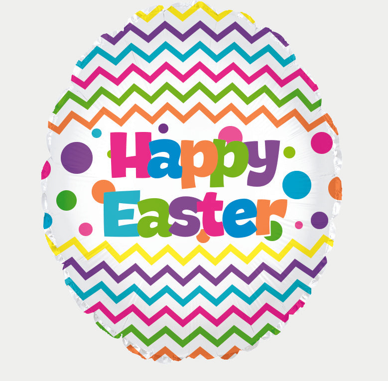 12" Airfill Only Chevron Happy Easter Egg Foil Balloon