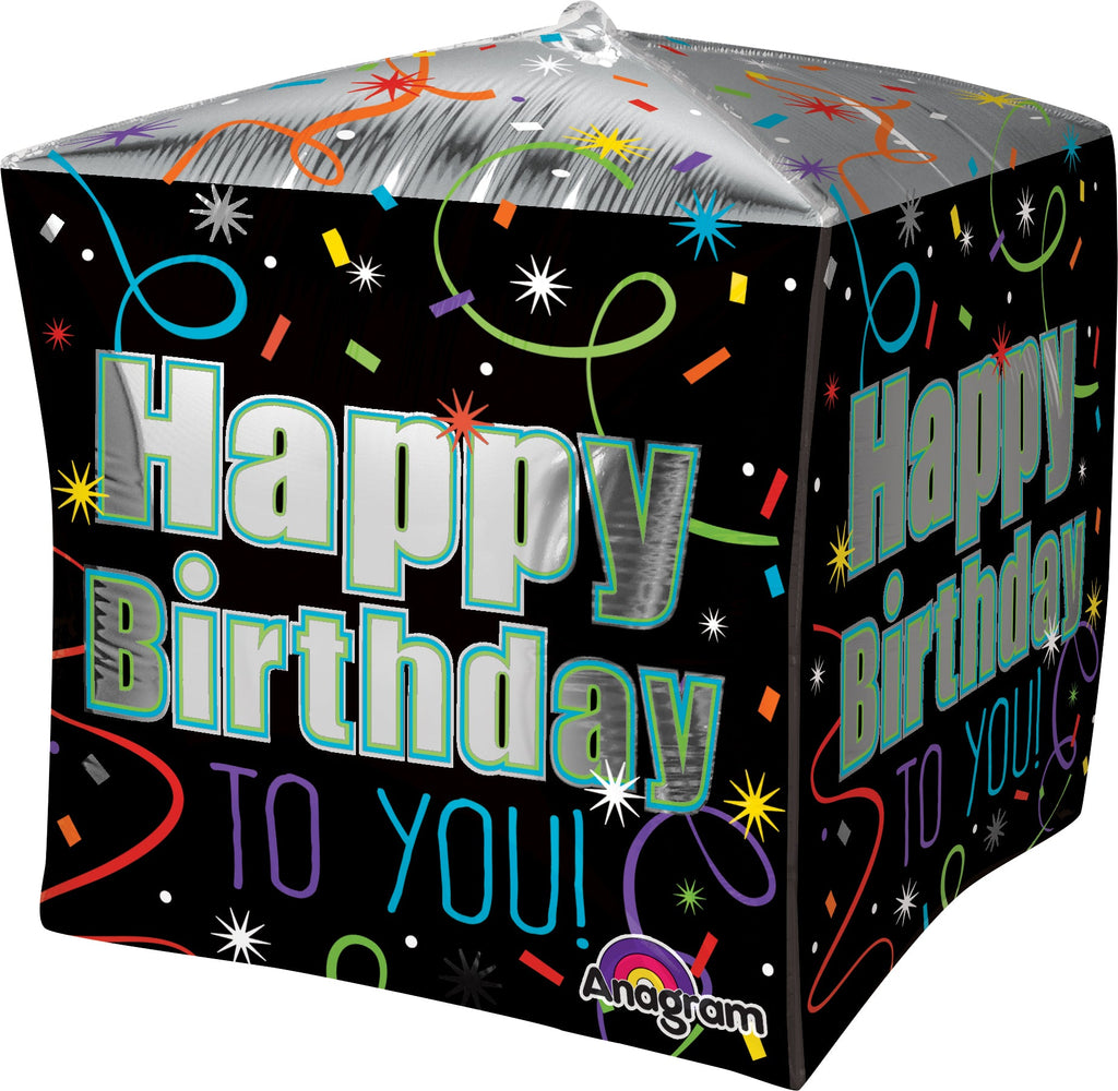 15"Cubez Jumbo Brilliant Birthday Balloon Packaged