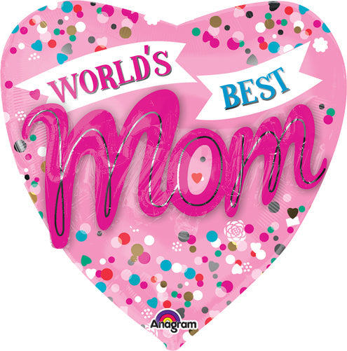 36" Deluxe Shape World's Best M-O-M! Balloon Packaged