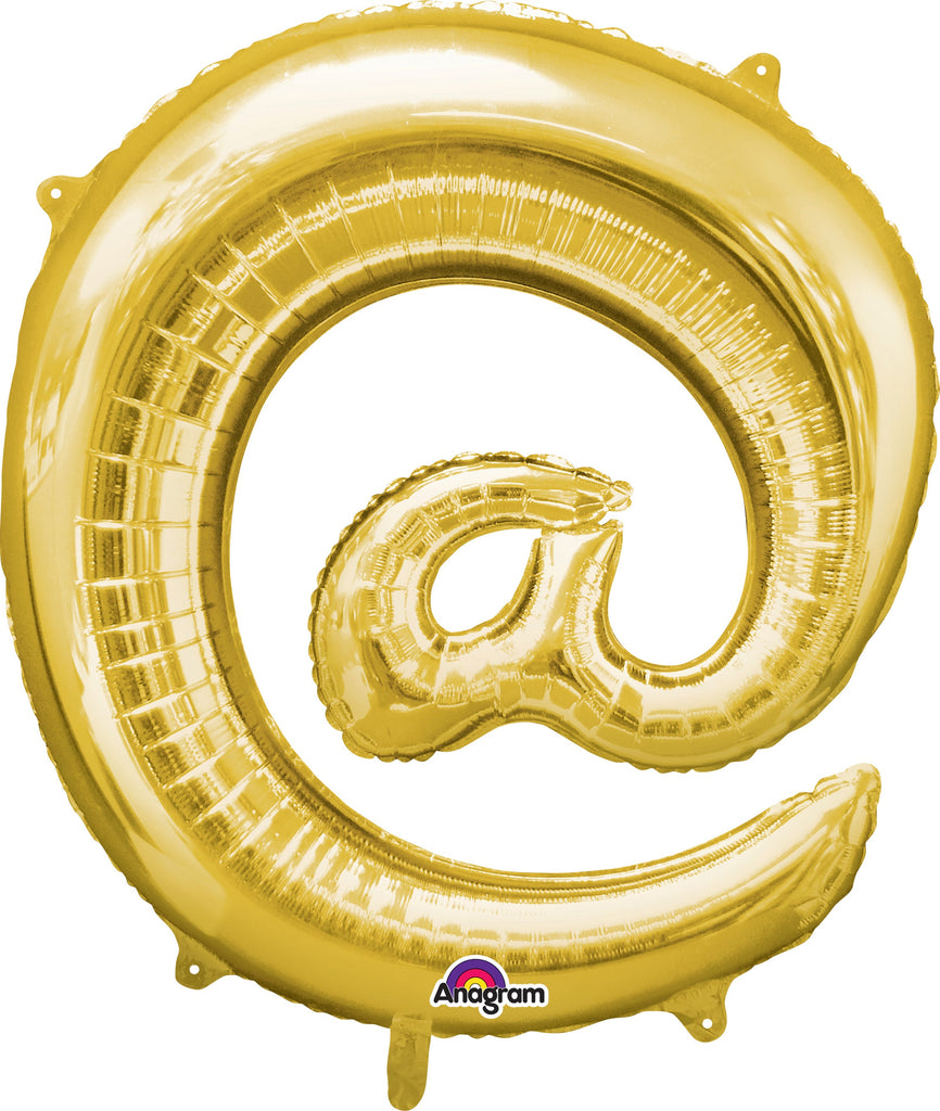 Airfill Only Symbol " @ " Gold Balloon Packaged
