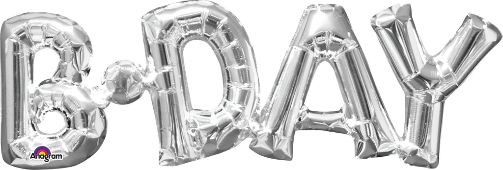 26" Airfill Only Phrase " BDAY" Silver Balloon Packaged