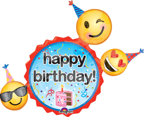 36" Jumbo Emoji Birthday Wishes Balloon