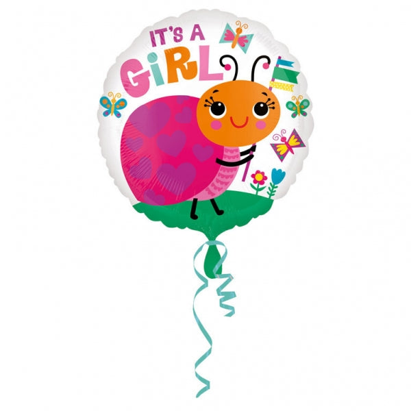 18" It's a Girl Ladybug Balloon Packaged