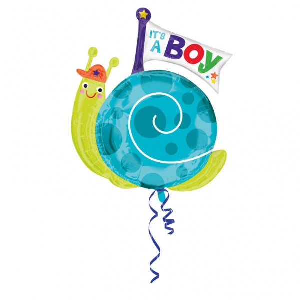 Jumbo It's a Boy Snail Balloon Packaged