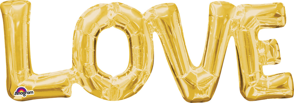 20" Airfill Only Jumbo Phrase " LOVE" Gold Balloon