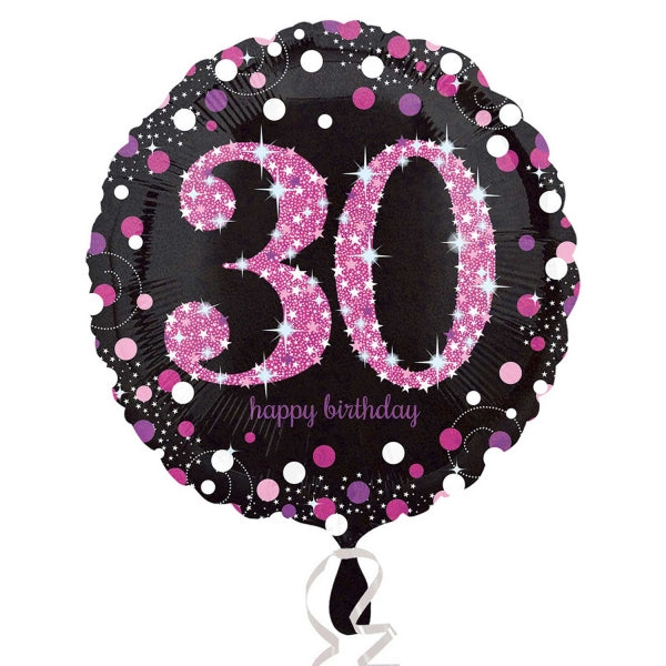 18" Pink Celebration 30 Balloon Packaged