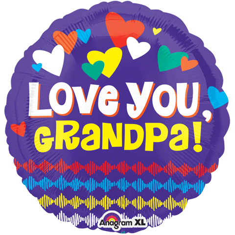 18" Love You Grandpa Hearts Balloon