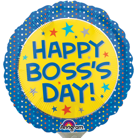 9" Airfill Only Boss's Day Yellow & Blue Balloon